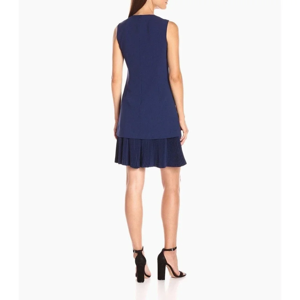 Theory‎ Malkan P Winslow Crepe Layered Pleated Dress Sea Blue NWT Size 2 $395